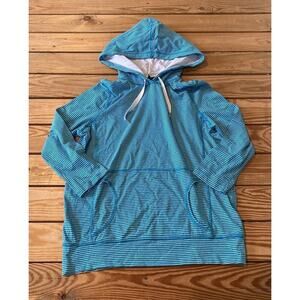 Lauren Active Ralph Lauren Stripe Hooded Top Size Medium Women’s Blue
